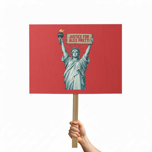 Statue Of Liberty Justice For Alex Pretti Tribute Gift Protest Sign TS12 Horizontal 18" × 24" Red Print Your Wear