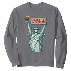 Statue Of Liberty Justice For Alex Pretti Tribute Gift Sweatshirt TS12 Charcoal Print Your Wear