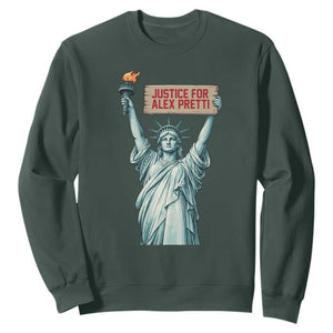 Statue Of Liberty Justice For Alex Pretti Tribute Gift Sweatshirt TS12 Dark Forest Green Print Your Wear