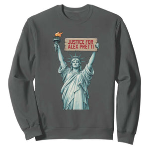 Statue Of Liberty Justice For Alex Pretti Tribute Gift Sweatshirt TS12 Dark Heather Print Your Wear