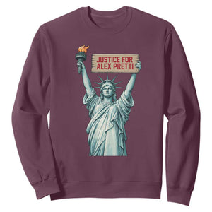 Statue Of Liberty Justice For Alex Pretti Tribute Gift Sweatshirt TS12 Maroon Print Your Wear