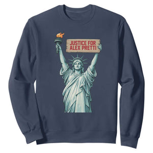Statue Of Liberty Justice For Alex Pretti Tribute Gift Sweatshirt TS12 Navy Print Your Wear