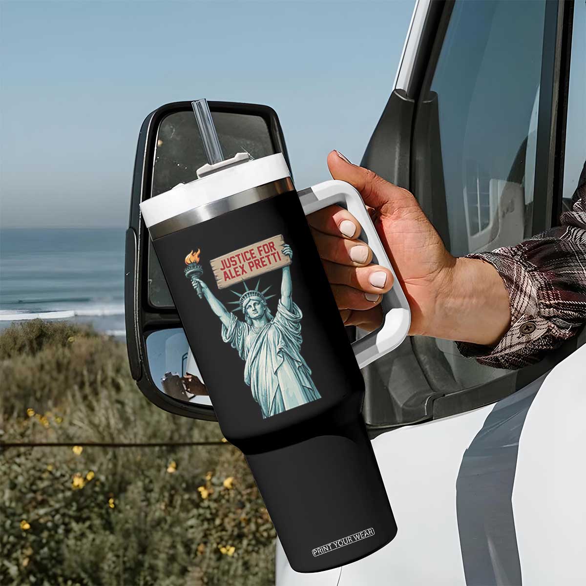 Statue Of Liberty Justice For Alex Pretti Tribute Gift Tumbler With Handle TS12 Print Your Wear