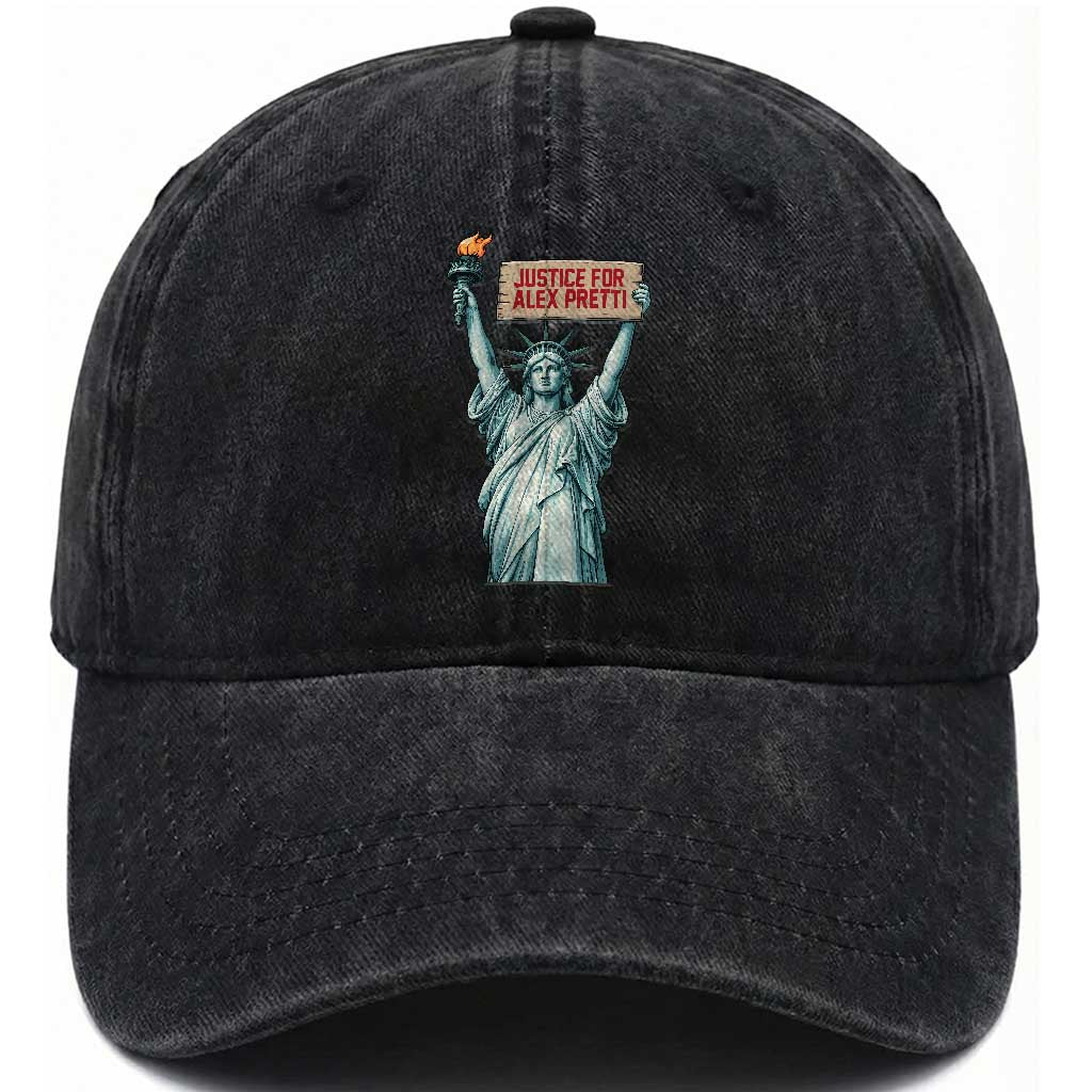 Statue Of Liberty Justice For Alex Pretti Tribute Gift Washed Cotton Baseball Cap TS12 Print Your Wear