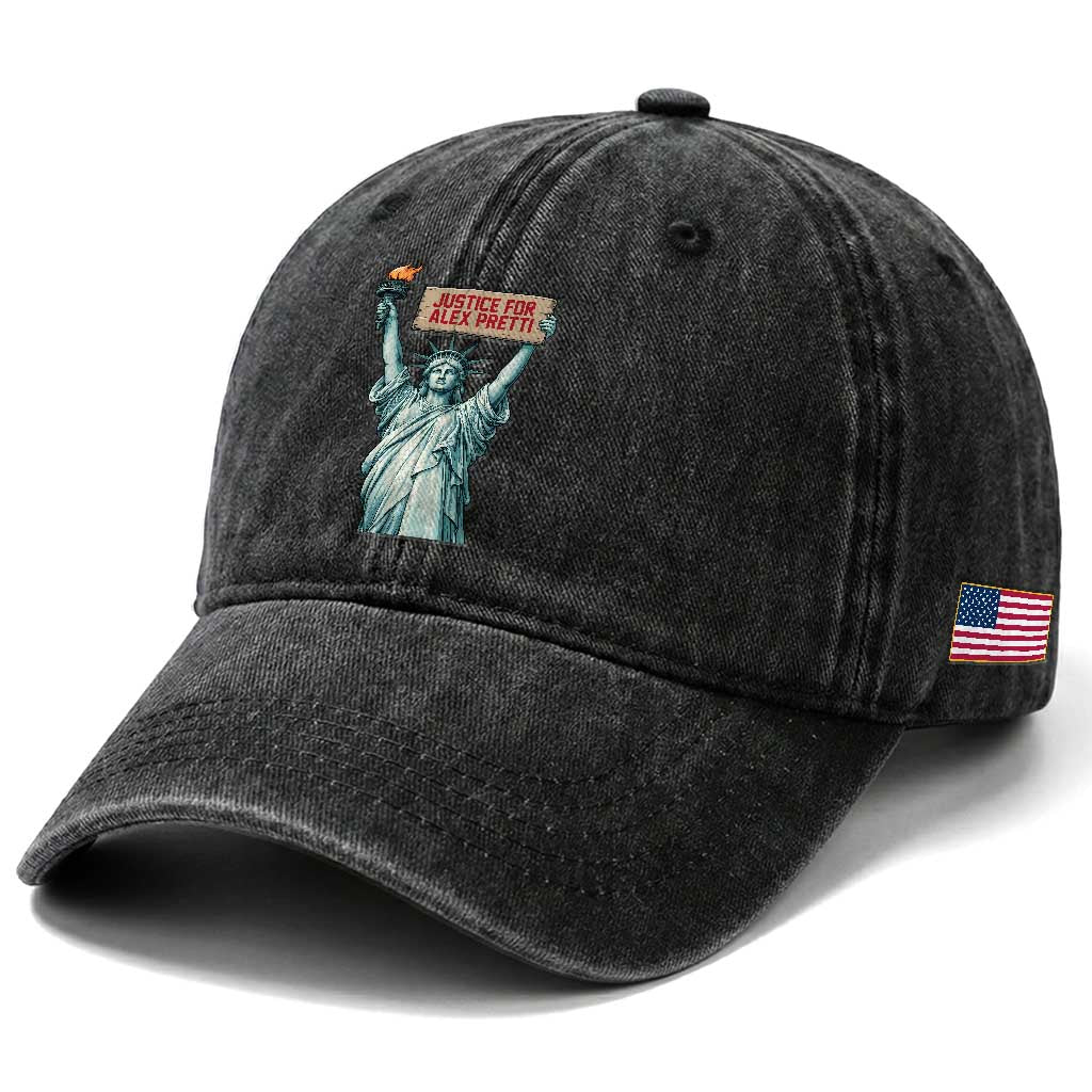 Statue Of Liberty Justice For Alex Pretti Tribute Gift Washed Cotton Baseball Cap TS12 Print Your Wear