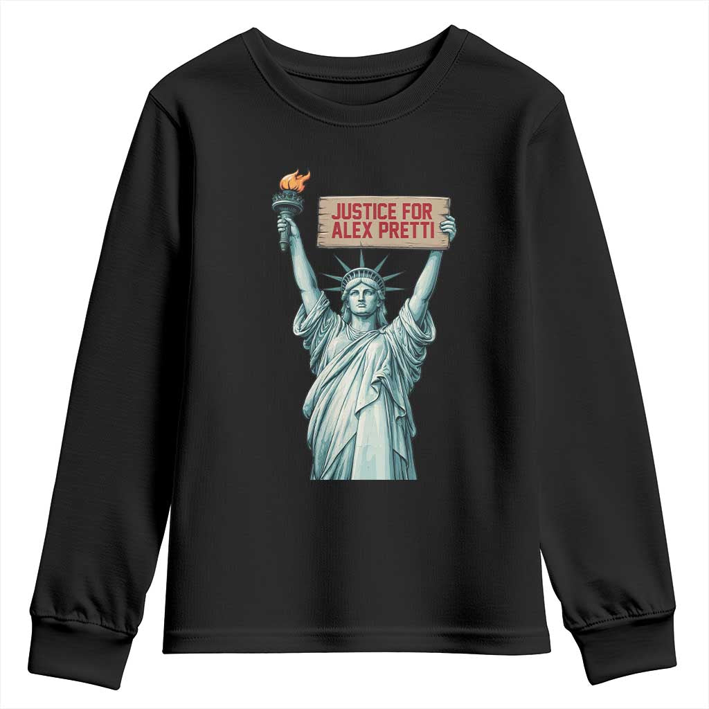 Statue Of Liberty Justice For Alex Pretti Tribute Gift Youth Sweatshirt TS12 Black Print Your Wear