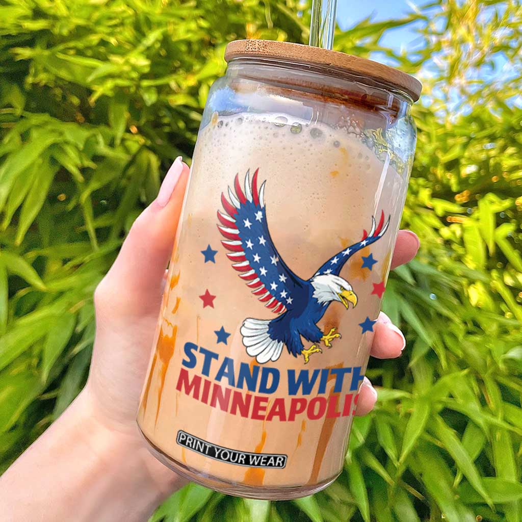 Stand With Minneapolis Glass Can American Eagle Protest Gift TS12 White Print Your Wear
