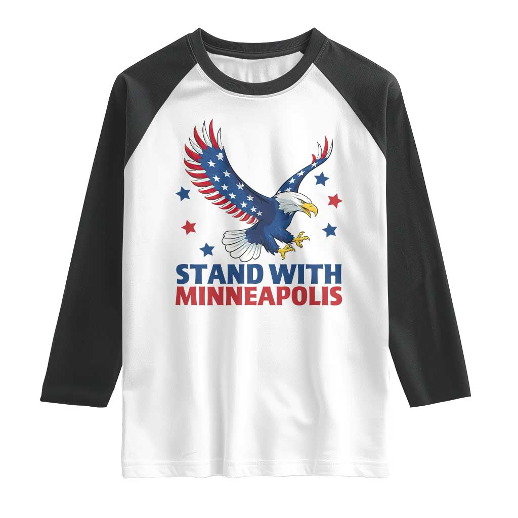 Stand With Minneapolis Raglan Shirt American Eagle Protest Gift TS12 White Black Print Your Wear
