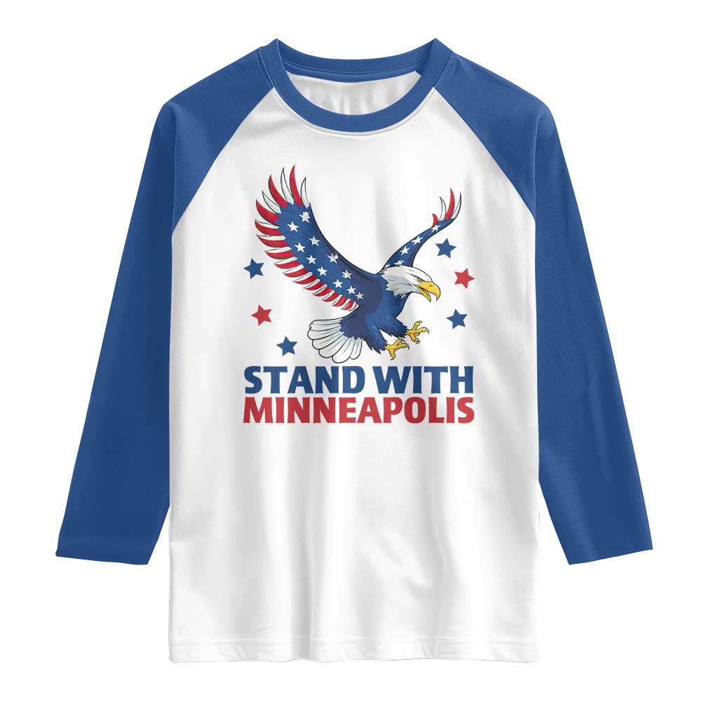 Stand With Minneapolis Raglan Shirt American Eagle Protest Gift TS12 White Royal Print Your Wear