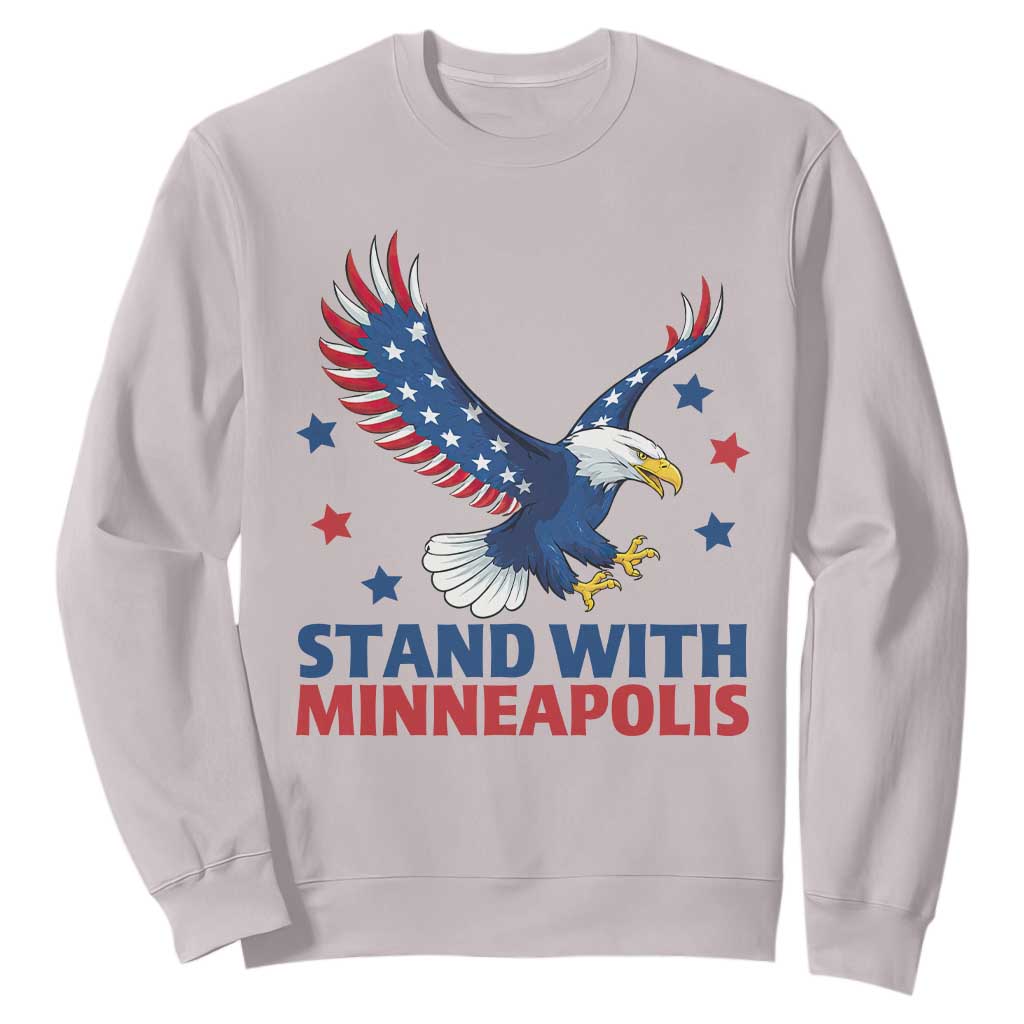 Stand With Minneapolis Sweatshirt American Eagle Protest Gift TS12 Ice Gray Print Your Wear