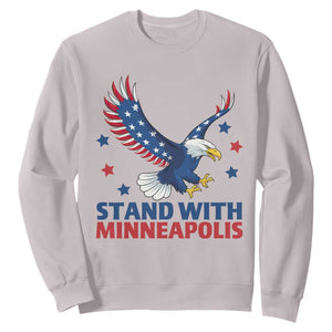 Stand With Minneapolis Sweatshirt American Eagle Protest Gift TS12 Ice Gray Print Your Wear