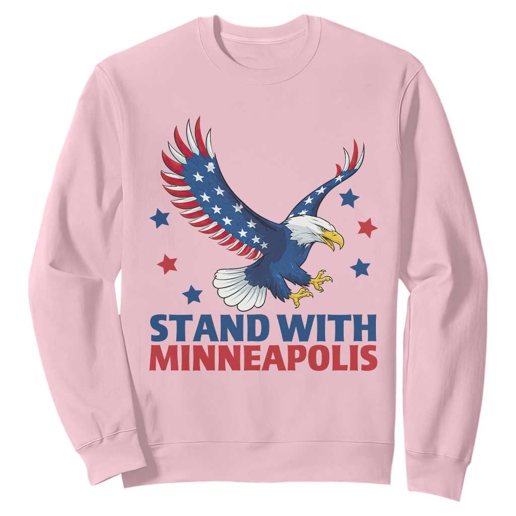 Stand With Minneapolis Sweatshirt American Eagle Protest Gift TS12 Light Pink Print Your Wear