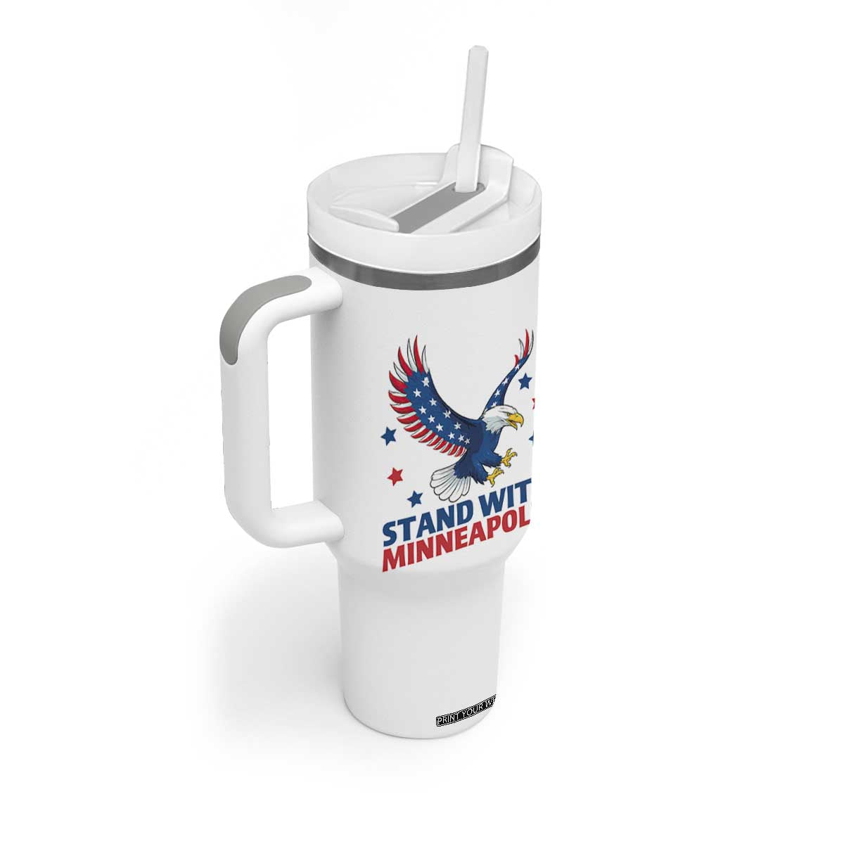 Stand With Minneapolis Tumbler With Handle American Eagle Protest Gift TS12 Print Your Wear