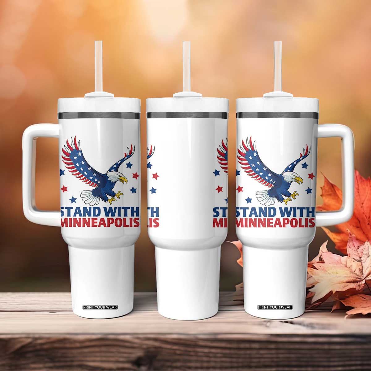 Stand With Minneapolis Tumbler With Handle American Eagle Protest Gift TS12 Print Your Wear