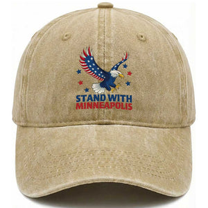 Stand With Minneapolis Washed Cotton Baseball Cap American Eagle Protest Gift TS12 Print Your Wear