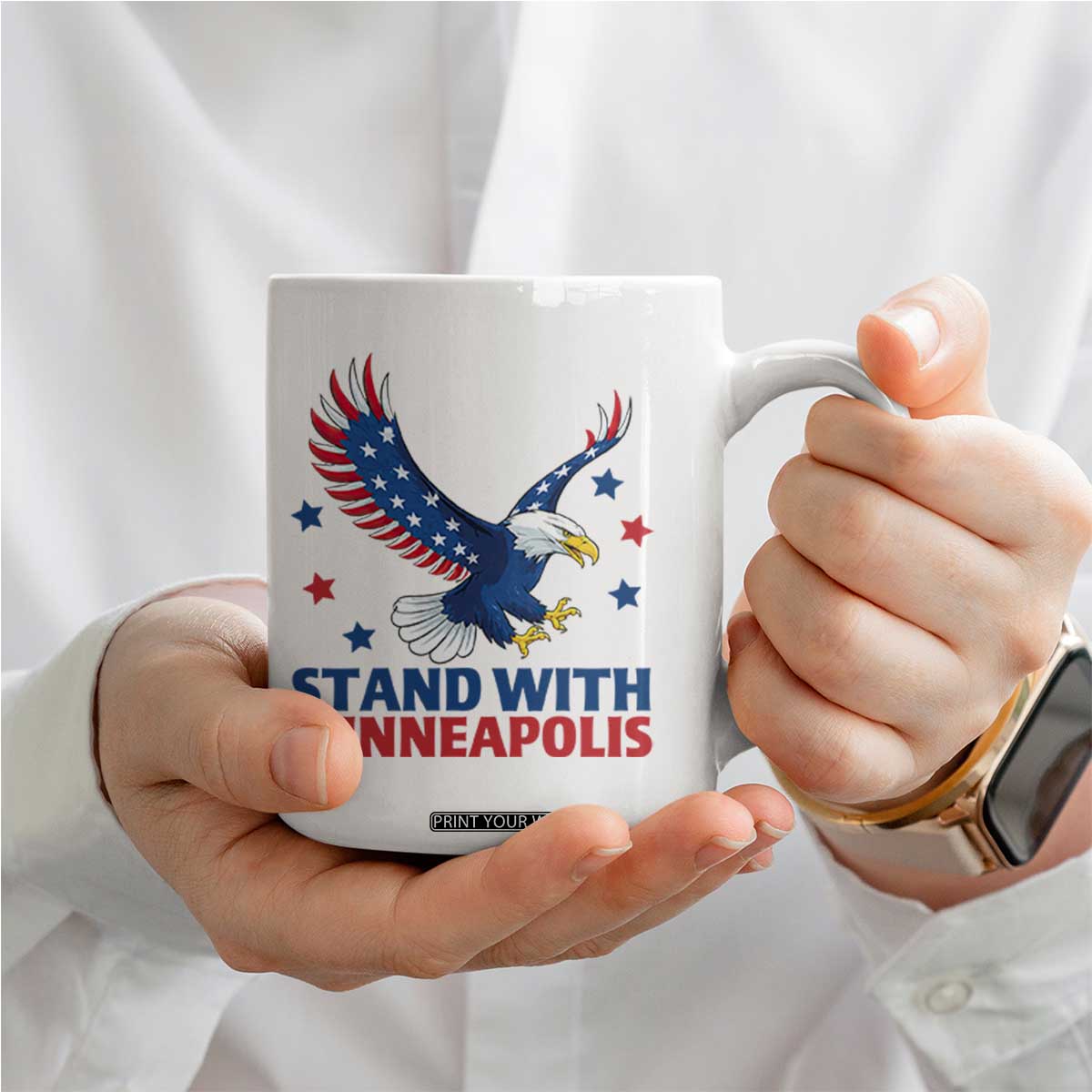 Stand With Minneapolis Coffee Mug American Eagle Protest Gift TS12 Print Your Wear