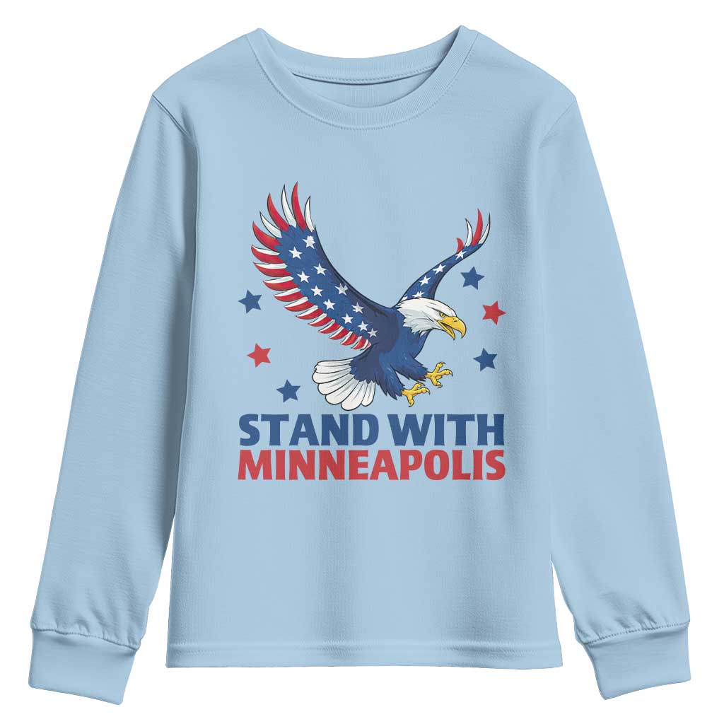 Stand With Minneapolis Youth Sweatshirt American Eagle Protest Gift TS12 Light Blue Print Your Wear