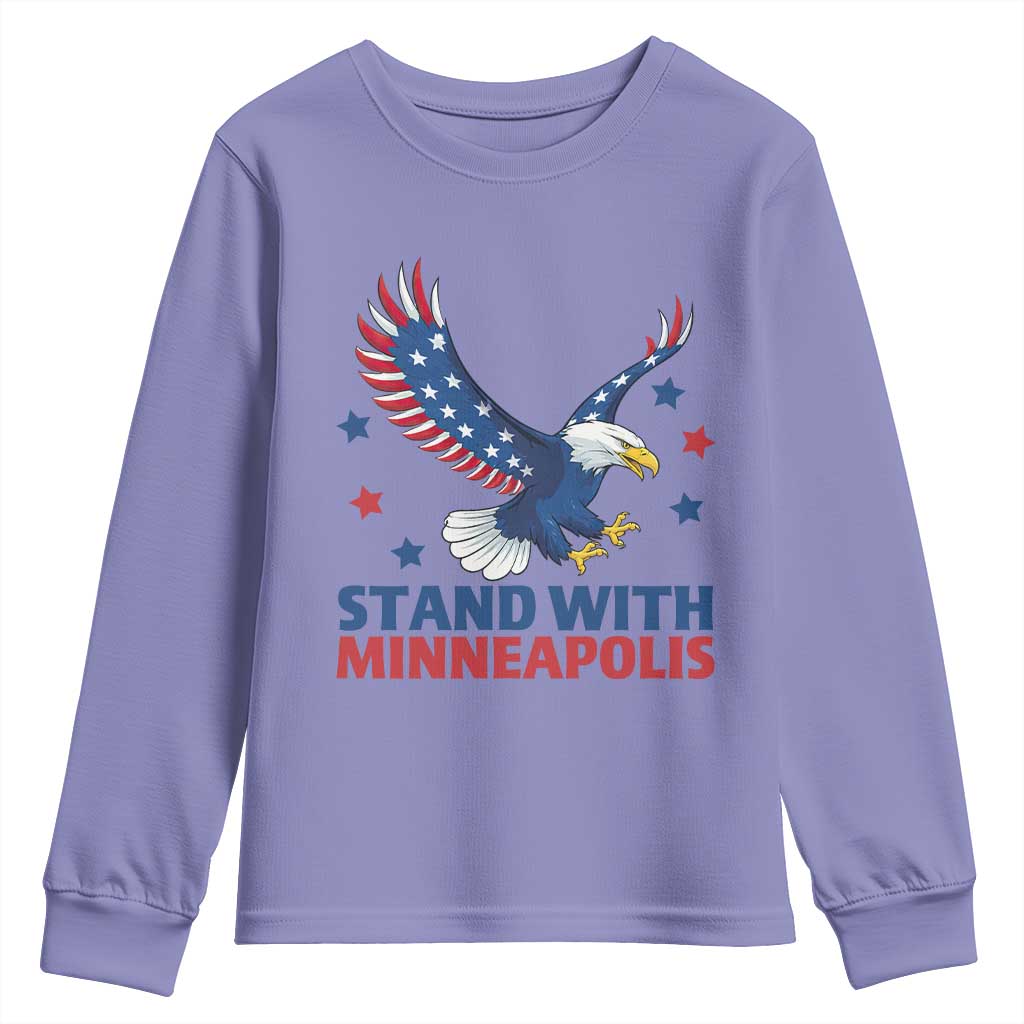 Stand With Minneapolis Youth Sweatshirt American Eagle Protest Gift TS12 Violet Print Your Wear