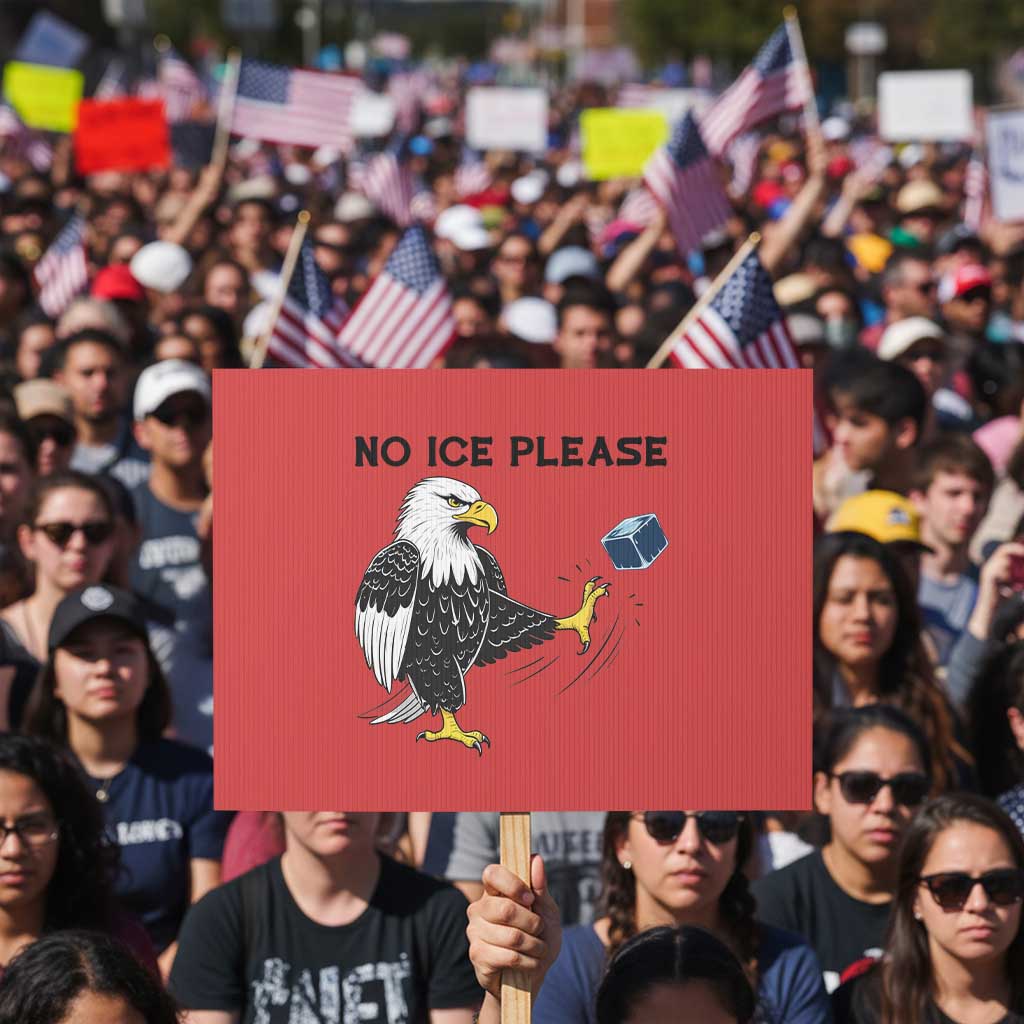 American Eagle No Ice Please Protest Sign Minneapolis Support Gift TS12 Horizontal 18