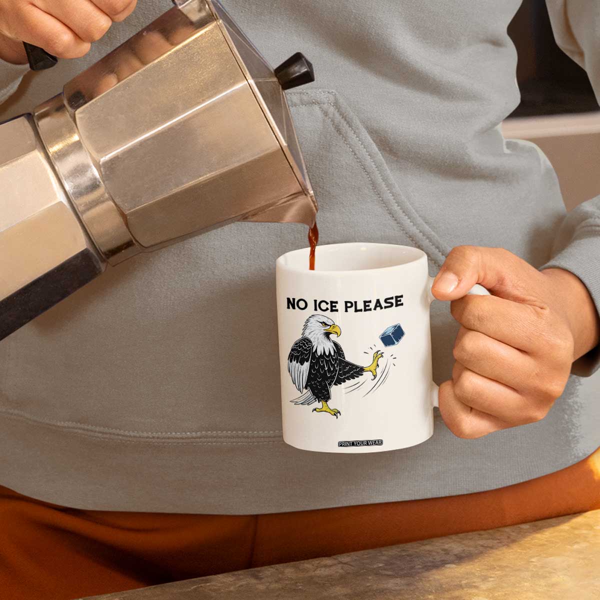 American Eagle No Ice Please Coffee Mug Minneapolis Support Gift TS12 Print Your Wear