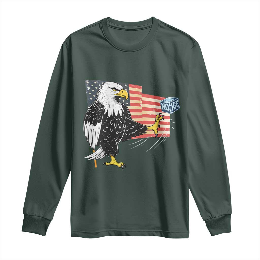 Solidarity With Minneapolis Long Sleeve Shirt American Eagle No Ice Please Support TS12 Dark Forest Green Print Your Wear