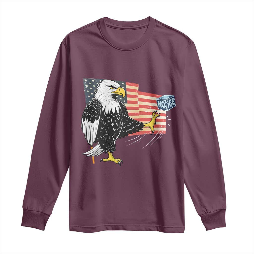 Solidarity With Minneapolis Long Sleeve Shirt American Eagle No Ice Please Support TS12 Maroon Print Your Wear