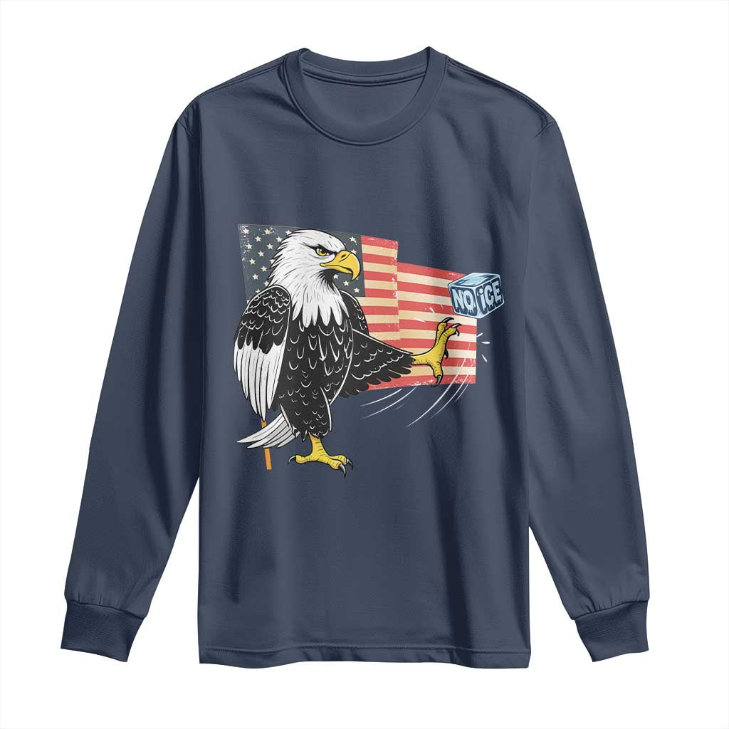 Solidarity With Minneapolis Long Sleeve Shirt American Eagle No Ice Please Support TS12 Navy Print Your Wear