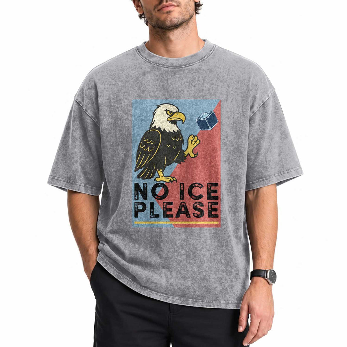 American Eagle No Ice Please Washed Cotton T-Shirt Minnesota Protest Support Gift