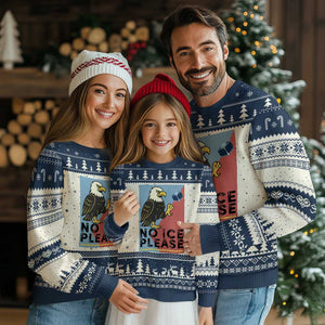 American Eagle No Ice Please Ugly Christmas Sweater Minnesota Protest Support Gift TS12 Beige Navy Print Your Wear