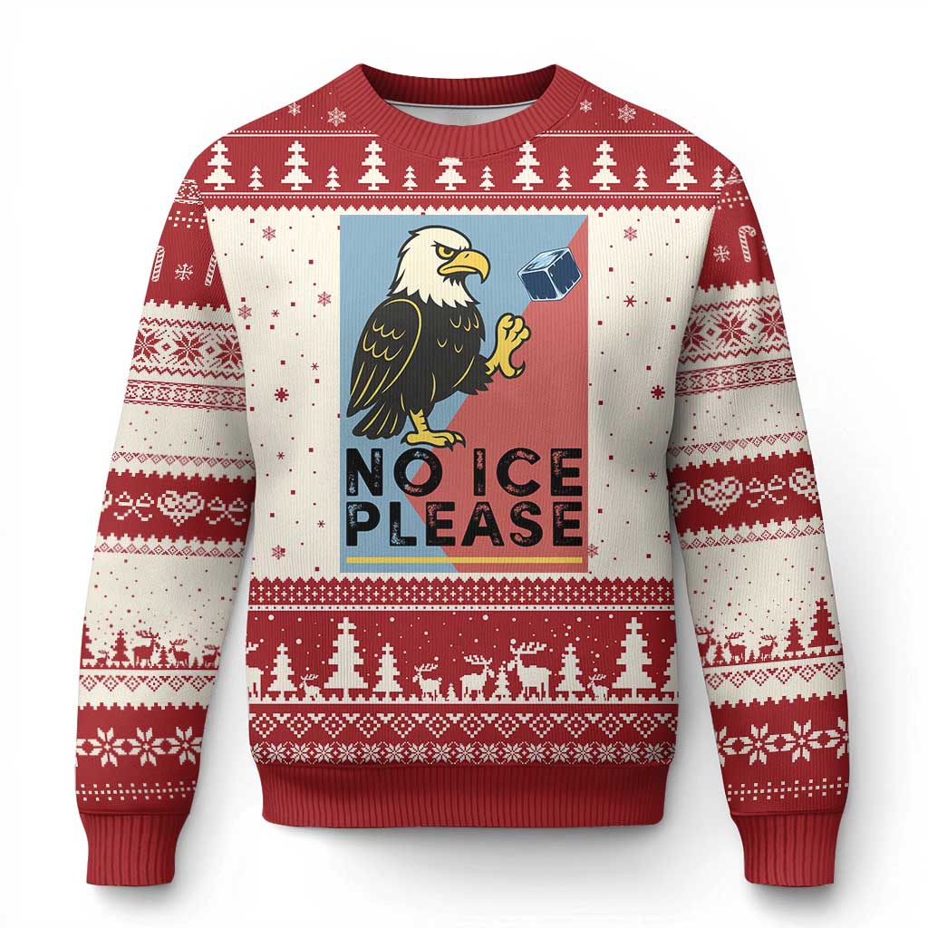 American Eagle No Ice Please Ugly Christmas Sweater Minnesota Protest Support Gift TS12 Beige Red Print Your Wear