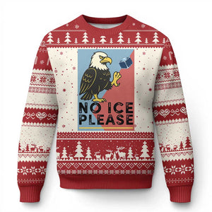 American Eagle No Ice Please Ugly Christmas Sweater Minnesota Protest Support Gift TS12 Beige Red Print Your Wear