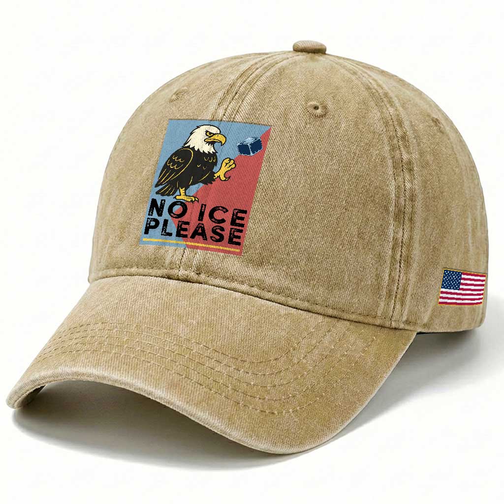American Eagle No Ice Please Washed Cotton Baseball Cap Minnesota Protest Support Gift TS12 Print Your Wear