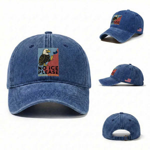 American Eagle No Ice Please Washed Cotton Baseball Cap Minnesota Protest Support Gift TS12 Washed Cap Universal Fit Royal Blue Print Your Wear