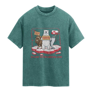 Hands Off Greenland Washed Cotton T-Shirt Support Greenlander Gift