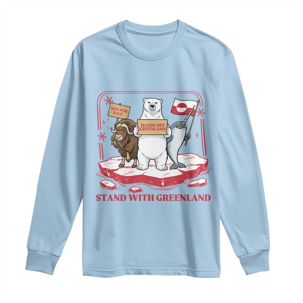 Hands Off Greenland Long Sleeve Shirt Support Greenlander Gift TS12 Light Blue Print Your Wear