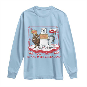 Hands Off Greenland Long Sleeve Shirt Support Greenlander Gift TS12 Light Blue Print Your Wear