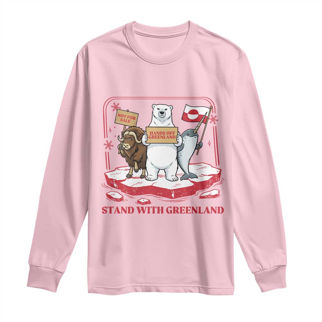 Hands Off Greenland Long Sleeve Shirt Support Greenlander Gift TS12 Light Pink Print Your Wear