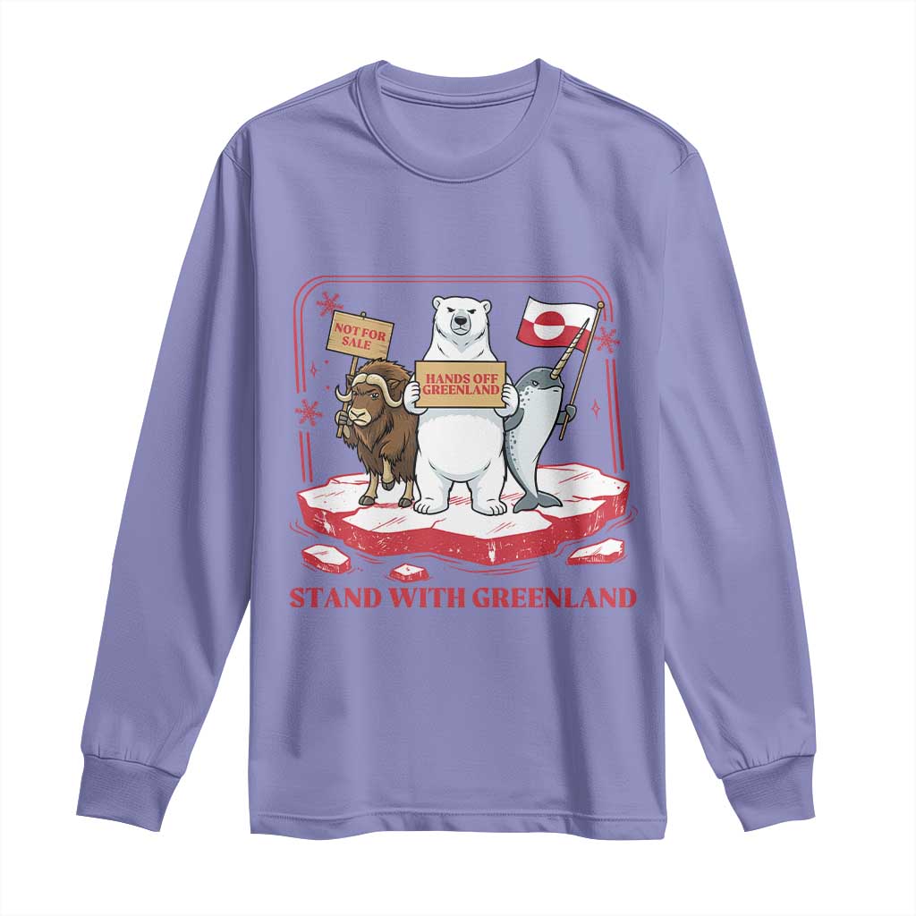 Hands Off Greenland Long Sleeve Shirt Support Greenlander Gift TS12 Violet Print Your Wear