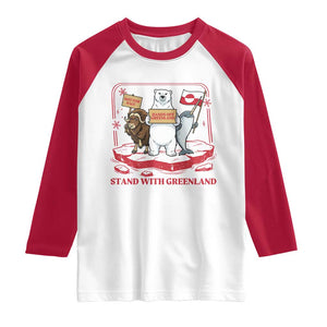 Hands Off Greenland Raglan Shirt Support Greenlander Gift TS12 White Red Print Your Wear