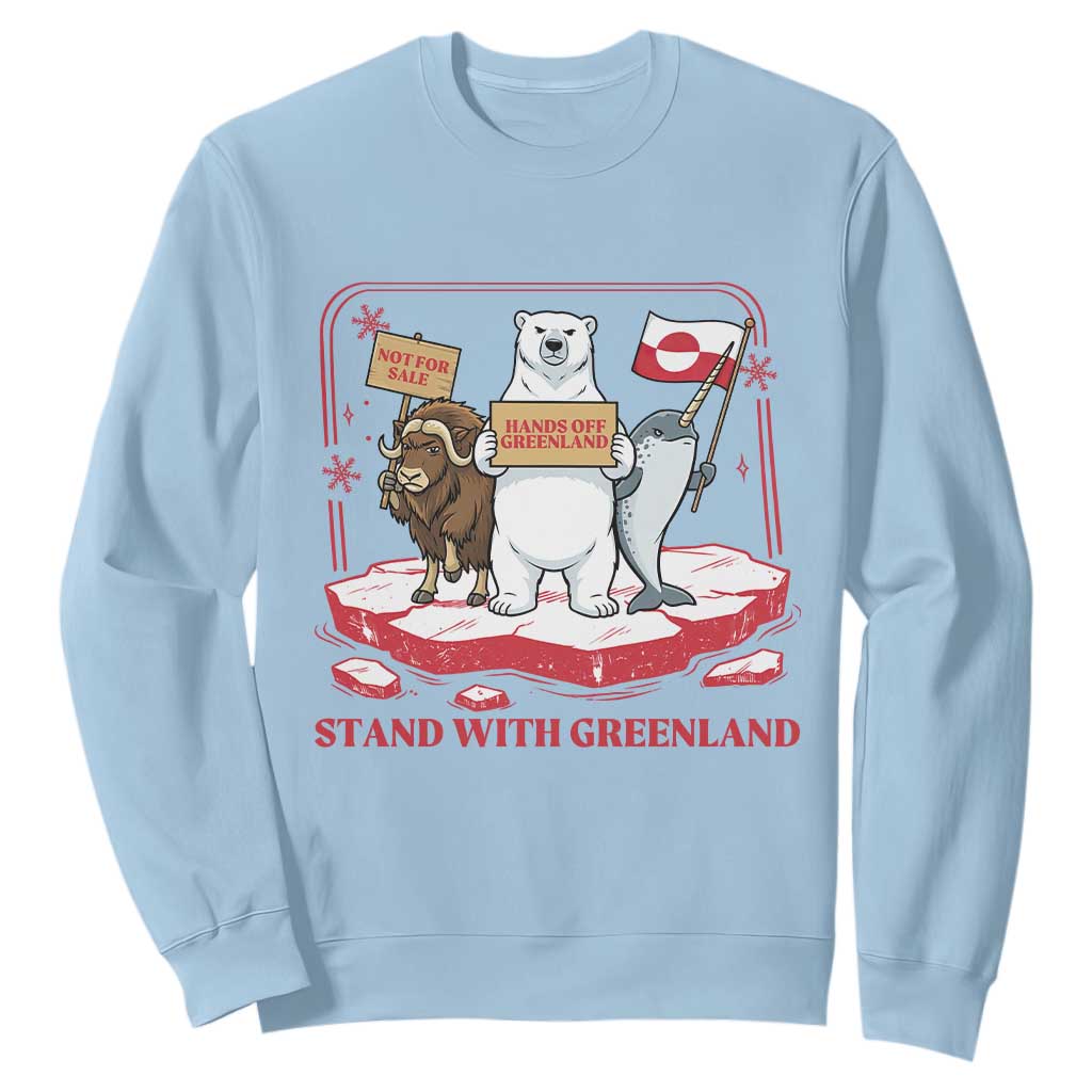 Hands Off Greenland Sweatshirt Support Greenlander Gift TS12 Light Blue Print Your Wear
