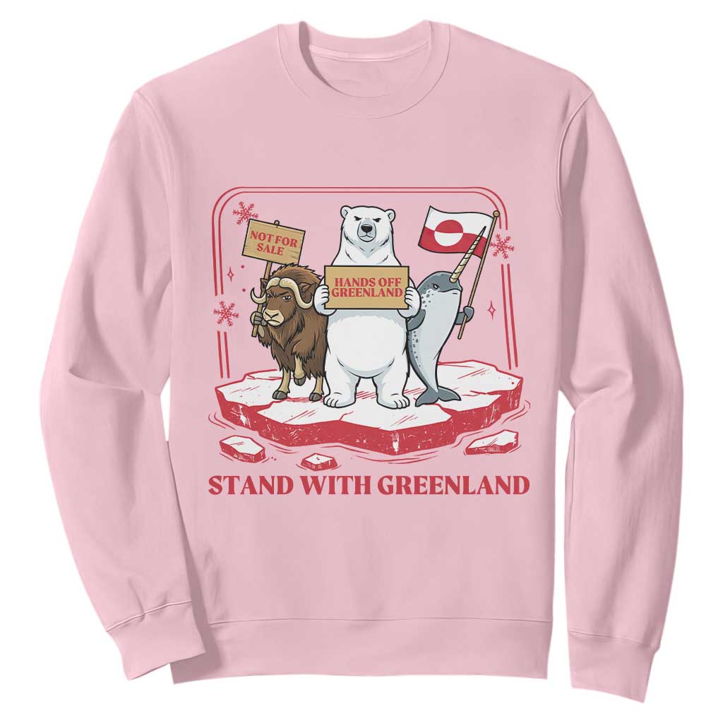 Hands Off Greenland Sweatshirt Support Greenlander Gift TS12 Light Pink Print Your Wear
