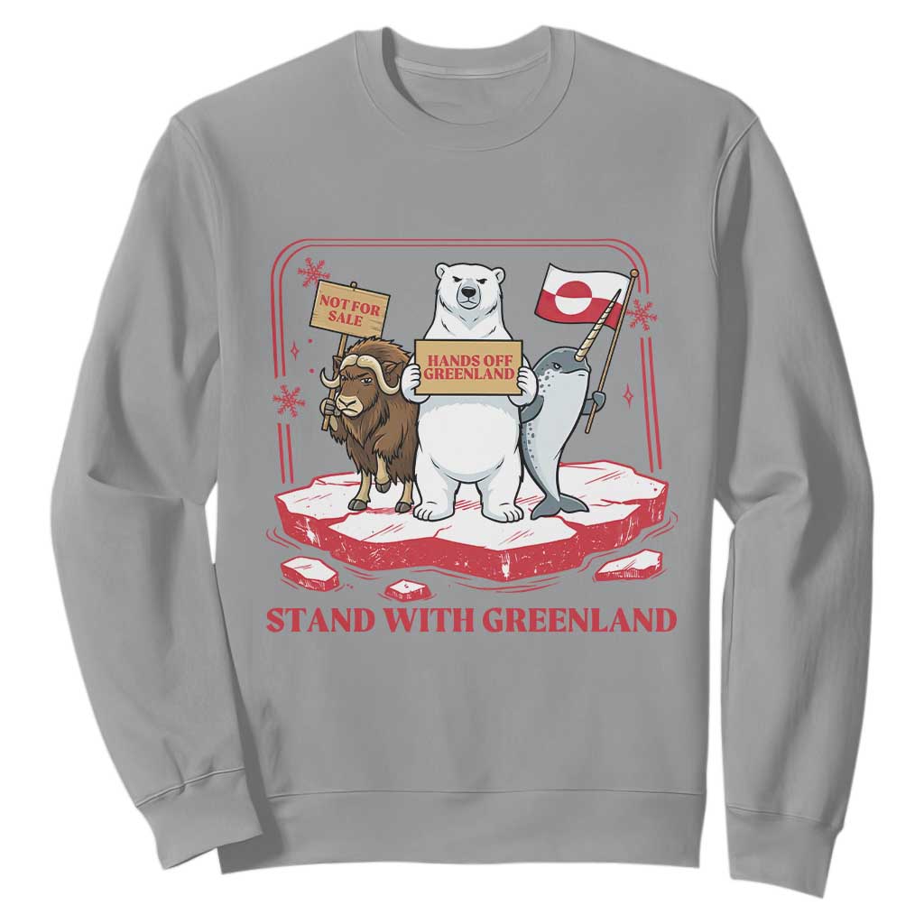 Hands Off Greenland Sweatshirt Support Greenlander Gift TS12 Sport Gray Print Your Wear