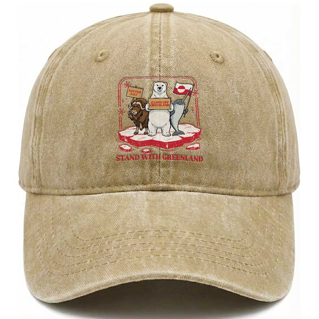Hands Off Greenland Washed Cotton Baseball Cap Support Greenlander Gift TS12 Print Your Wear