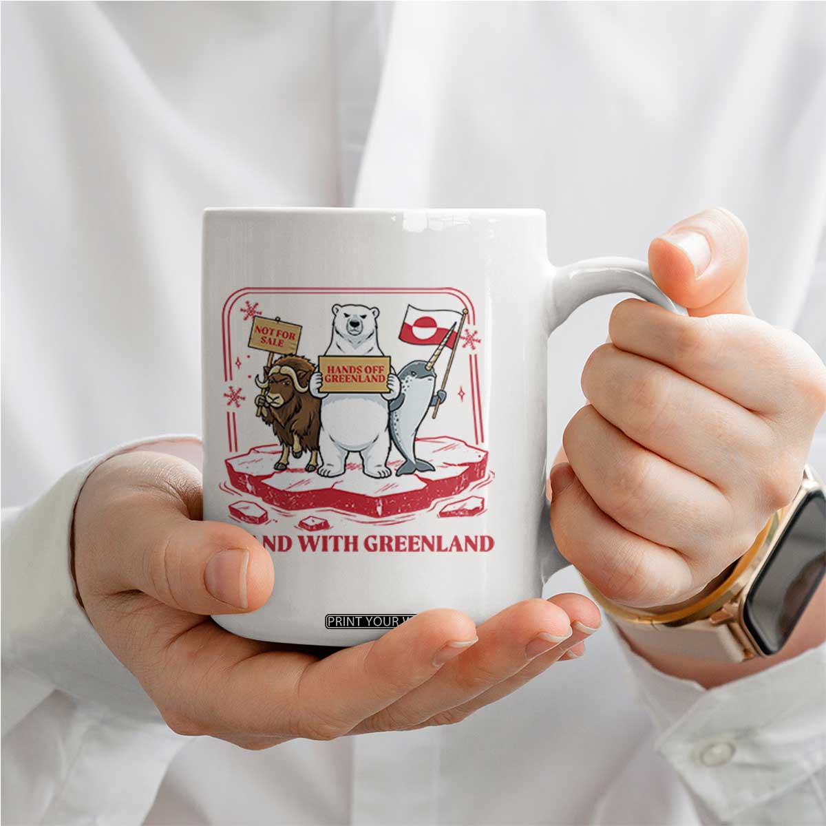 Hands Off Greenland Coffee Mug Support Greenlander Gift TS12 Print Your Wear