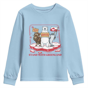Hands Off Greenland Youth Sweatshirt Support Greenlander Gift TS12 Light Blue Print Your Wear