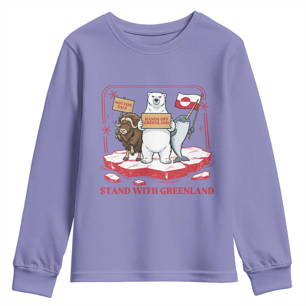 Hands Off Greenland Youth Sweatshirt Support Greenlander Gift TS12 Violet Print Your Wear