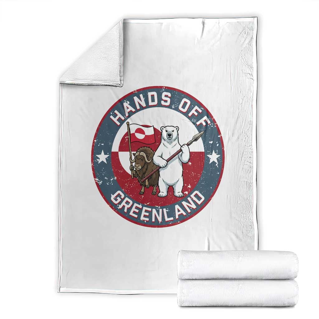 Hands Off Greenland Throw Blanket Anti Authoritarian Political Gag Gift TS12 White Print Your Wear
