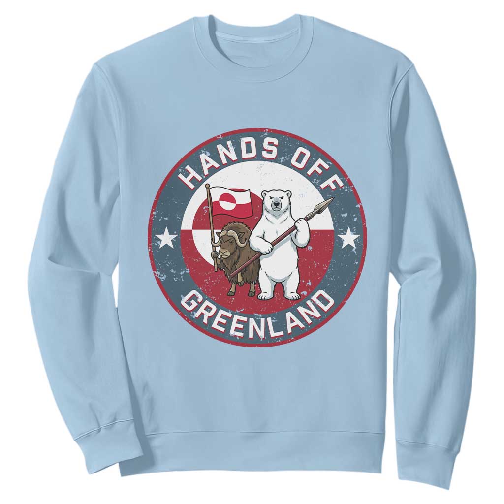 Hands Off Greenland Sweatshirt Anti Authoritarian Political Gag Gift TS12 Light Blue Print Your Wear