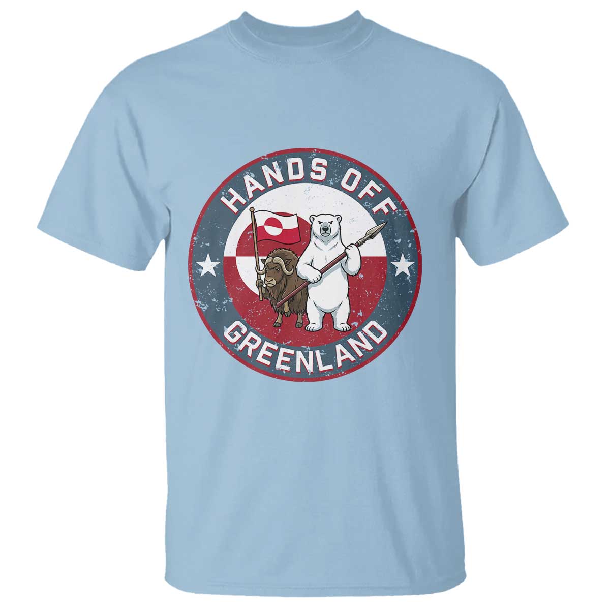 Hands Off Greenland T Shirt Anti Authoritarian Political Gag Gift TS12 Light Blue Print Your Wear