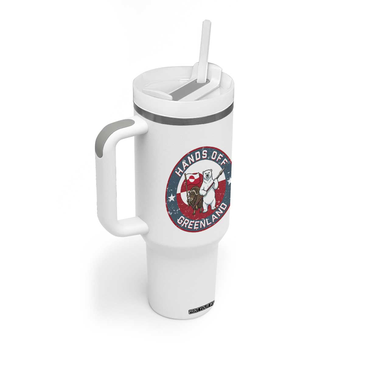Hands Off Greenland Tumbler With Handle Anti Authoritarian Political Gag Gift TS12 Print Your Wear